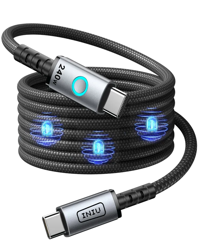 iniu-240w-magnetic-self-coiling-usb-c-to-usb-c-fast-charge-cable image 1