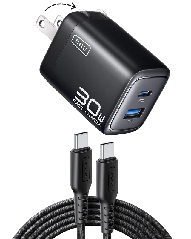 iniu-a12-30w-dual-port-gan-fast-wall-charger-with-foldable-plug image 1
