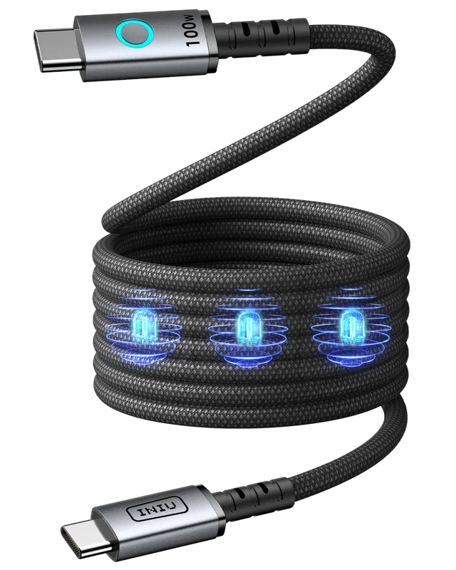 iniu-100w-magnetic-self-coiling-usb-c-to-usb-c-fast-charge-cable image 1