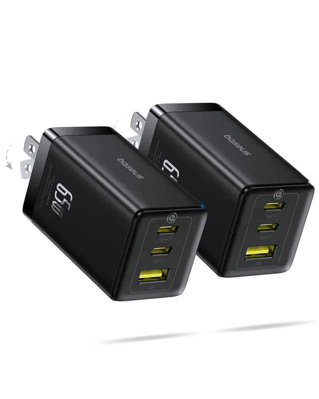 baseus-2-pack-65w-usb-c-gan-charger-blocks-3-port-pps-foldable-fast-chargers-for image 1