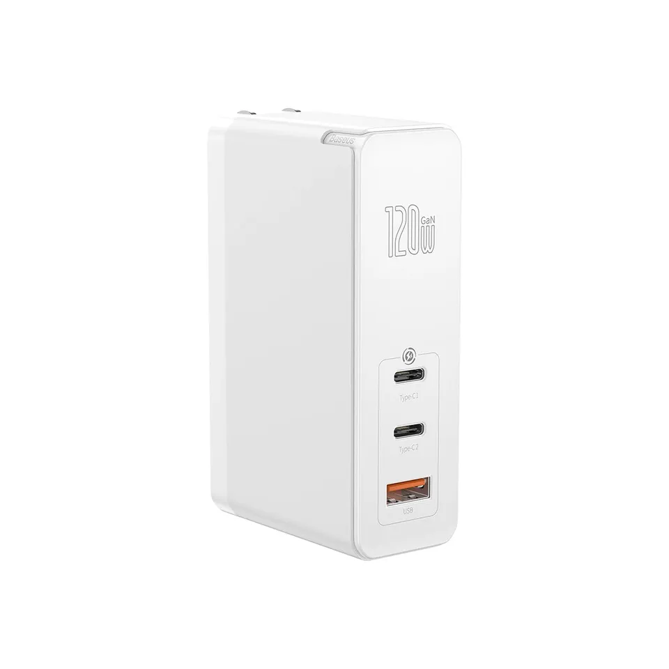 baseus-gan2-pro-120w-3-port-usb-c-fast-wall-charger-gan-sic-tech-pd3-0-qc4-folda image 1