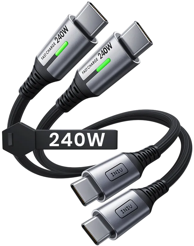iniu-d7cc-240w-usb-c-to-usb-c-cable-1ft-2-pack-fastest-pd-3-1-charging-cable-for image 1