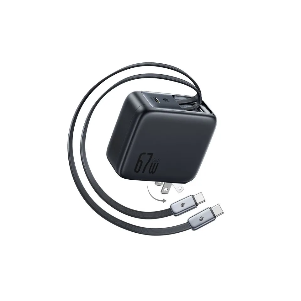 baseus-enercore-cj21-fast-charger-with-dual-retractable-cables-3c-67w-gan-wall-c image 1