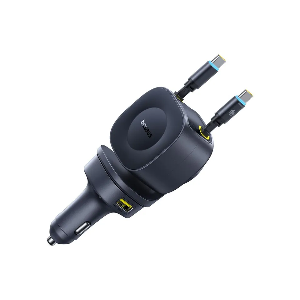 baseus-primetrip-vr2-max-163w-retractable-car-charger-3-usb-c-usb-a-270-rotation image 1