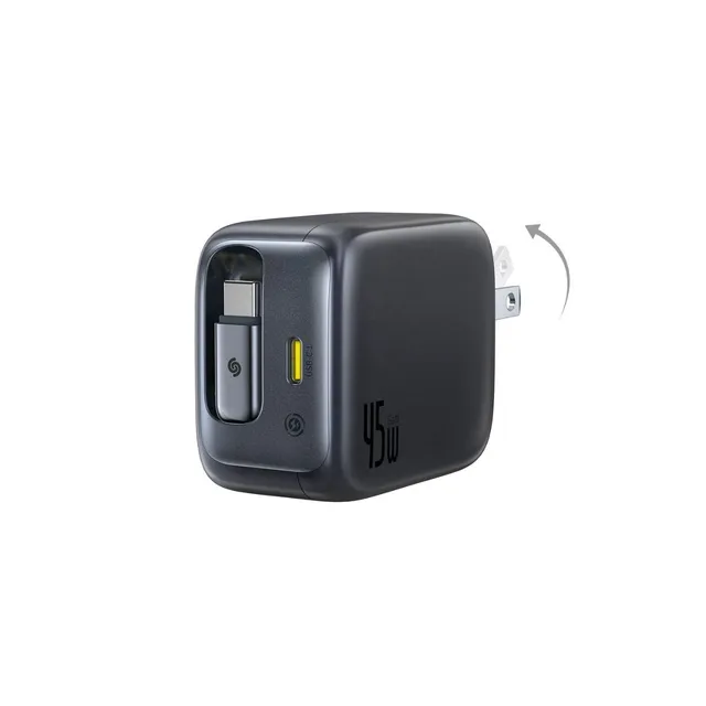 baseus-enercore-cj11-fast-charger-with-retractable-cable-2c-45w-gan-wall-charger image 1