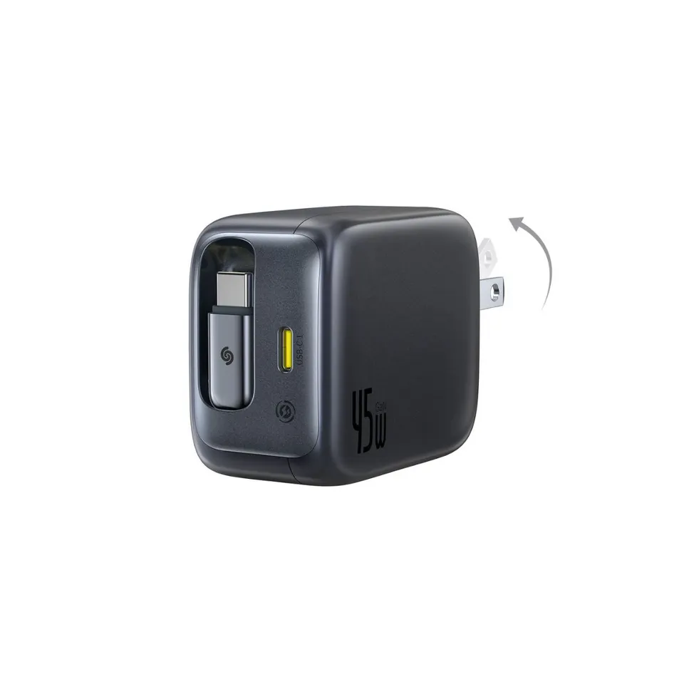 baseus-enercore-cj11-fast-charger-with-retractable-cable-2c-45w-gan-wall-charger image 1
