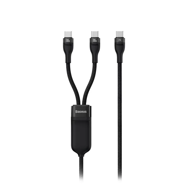 baseus-flash-2-in-1-usb-c-cable-100w-pd-fast-charging-split-cable-4-9ft-150cm-us image 1