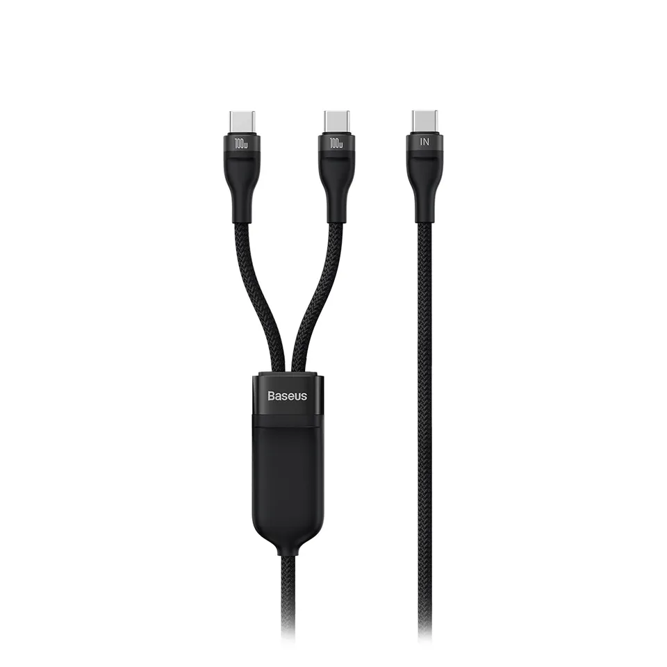baseus-flash-2-in-1-usb-c-cable-100w-pd-fast-charging-split-cable-4-9ft-150cm-us image 1