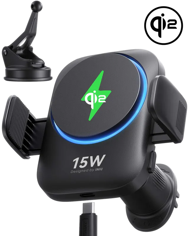 iniu-snapgo-v11-qi2-15w-magnetic-wireless-car-charger-with-anti-bump-clamp-mount image 1