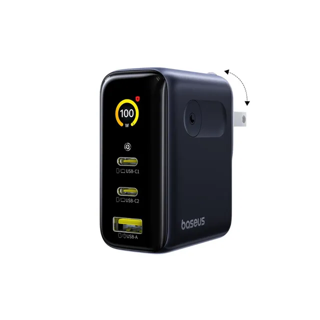 baseus-picogo-ae21-100w-fast-charger-2c-u-gan-wall-charger-with-real-time-digita image 1