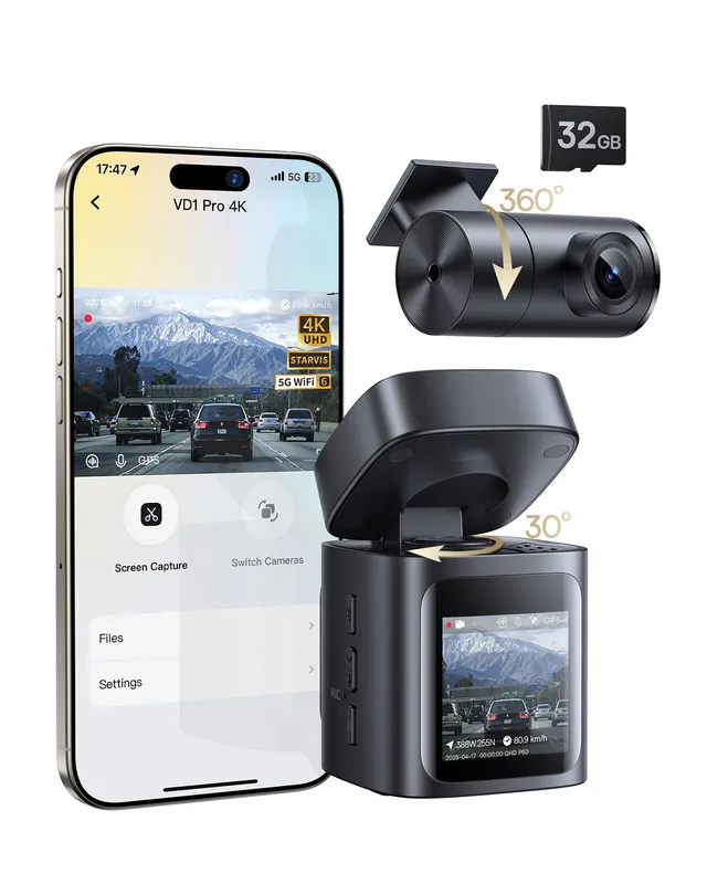 baseus-vd1-pro-solar-dash-cam-front-and-rear-4k-1080p-with-battery-parking-mode- image 1