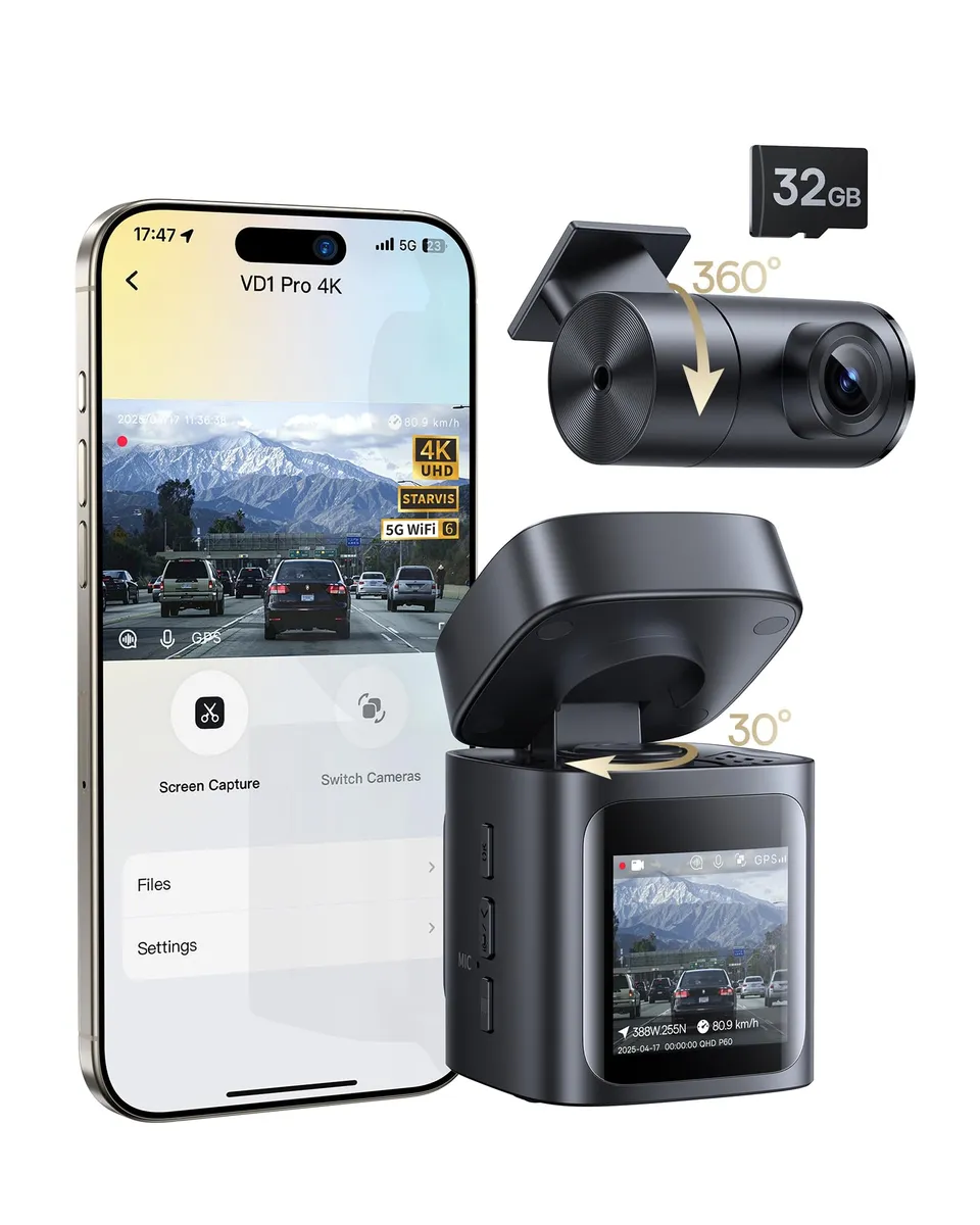 baseus-vd1-pro-solar-dash-cam-front-and-rear-4k-1080p-with-battery-parking-mode- image 1