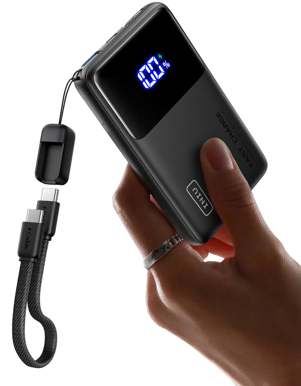 iniu-carry-p55-slim-45w-10000mah-power-bank-with-built-in-usb-c-lanyard-cable image 1