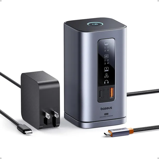 baseus-spacemate-11-in-1-usb-c-laptop-docking-station-with-100w-gan-adapter-trip image 1