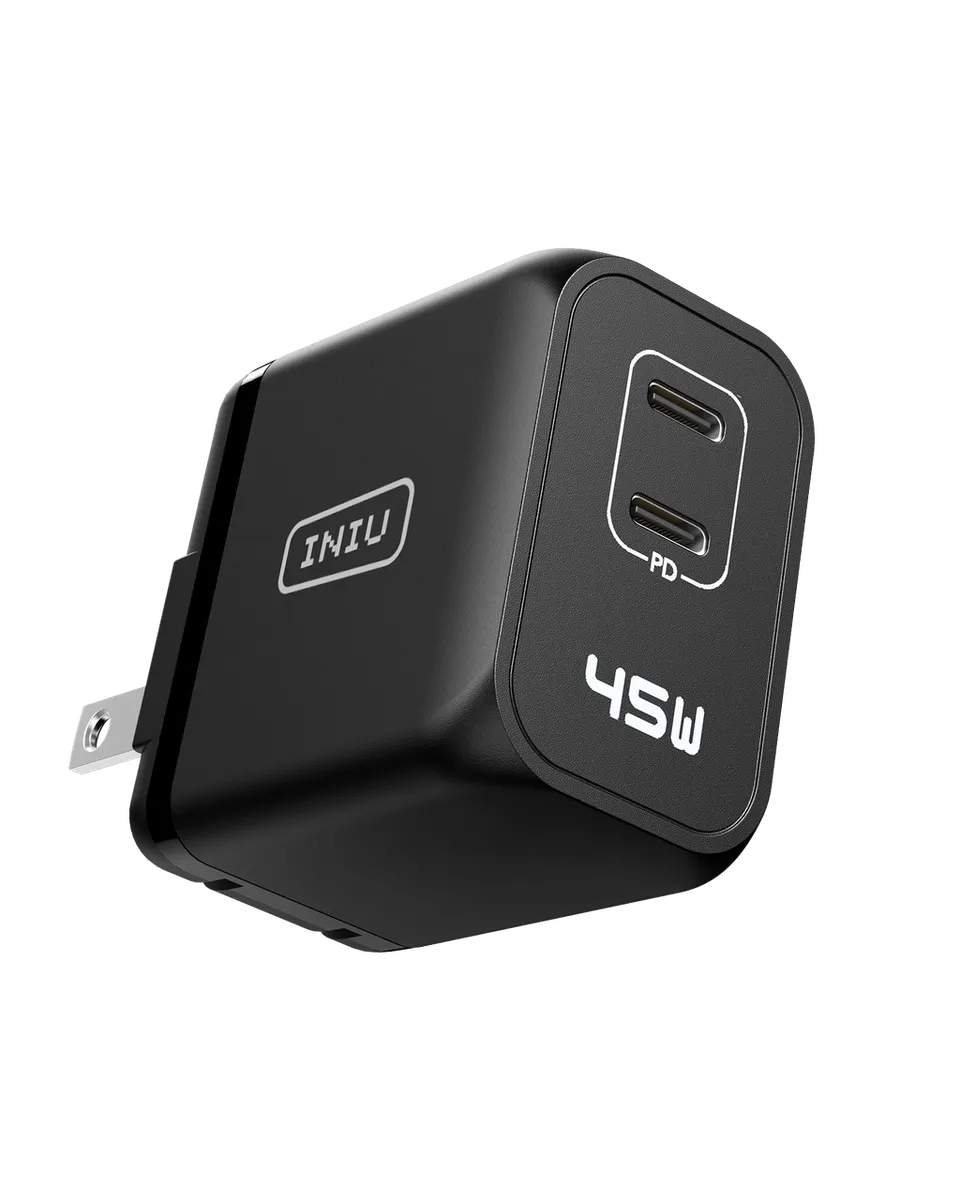 iniu-i622-45w-dual-port-gan-wall-charger-with-foldable-plug-pd-fast-charge image 1