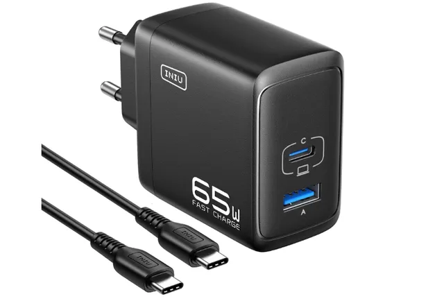iniu-i625-65w-2-port-wall-charger-usb-c-usb-a-gan-fast-charger-for-laptop-iphone image 1