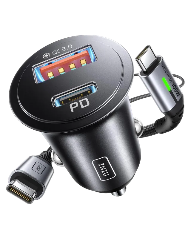 iniu-i710-60w-2-port-car-charger-with-3-3ft-100w-usb-c-cable image 1