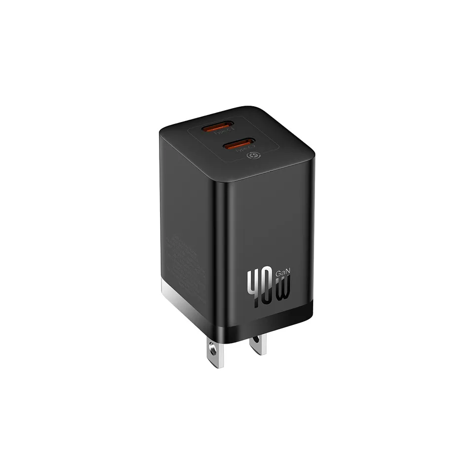 baseus-gan5-pro-dual-usb-c-fast-charger-40w-wall-charger-with-bps-2-0-power-spli image 1