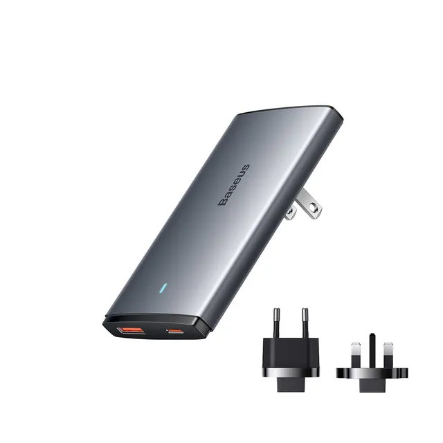 baseus-gan5-pro-usb-c-travel-adapter-65w-gan-wall-charger-with-us-uk-eu-intercha image 1