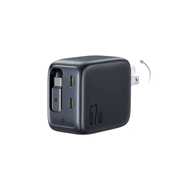 baseus-enercore-cj11-fast-charger-with-retractable-cable-3c-67w-gan-wall-charger image 1