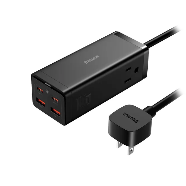 baseus-powercombo-gan3-pro-6-port-100w-power-strip-desktop-charging-station-with image 1