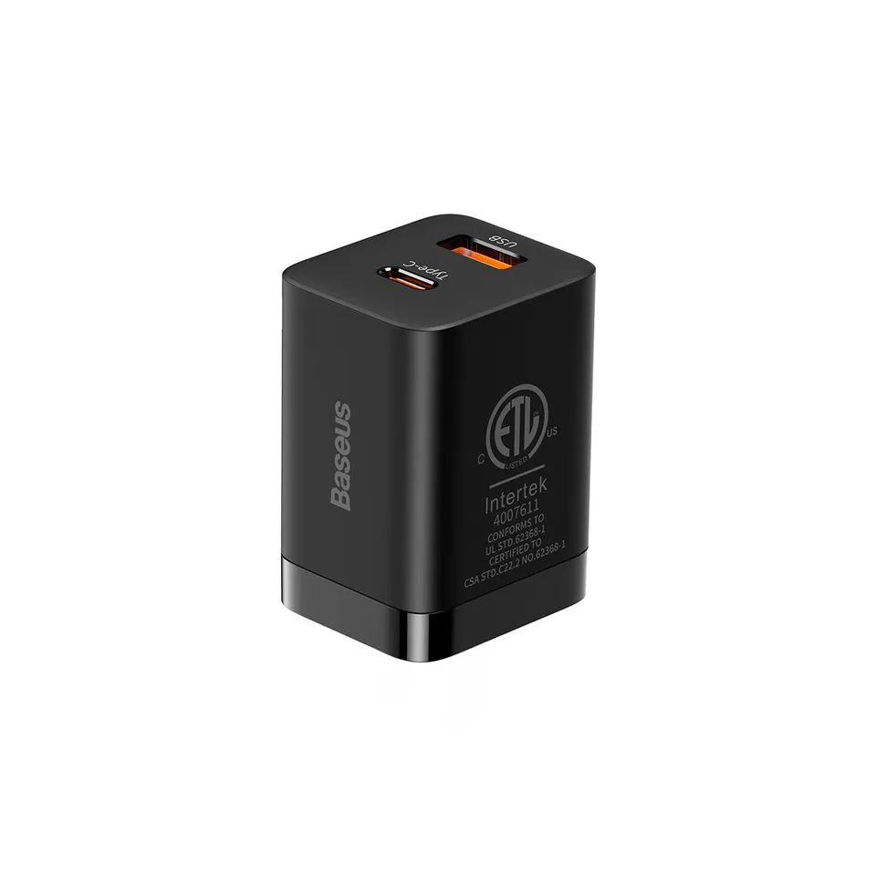 baseus-super-si-pro-dual-port-fast-charger-30w-usb-c-usb-a-wall-charger-with-dyn image 1