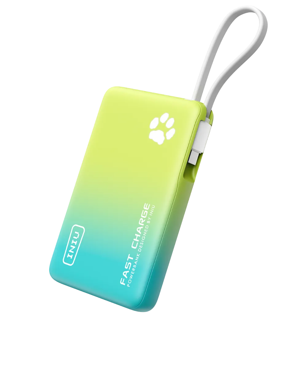 iniu-pawsible-p41l-power-bank-45w-10000mah-with-built-in-usb-c-cable-slimmest-mo image 1