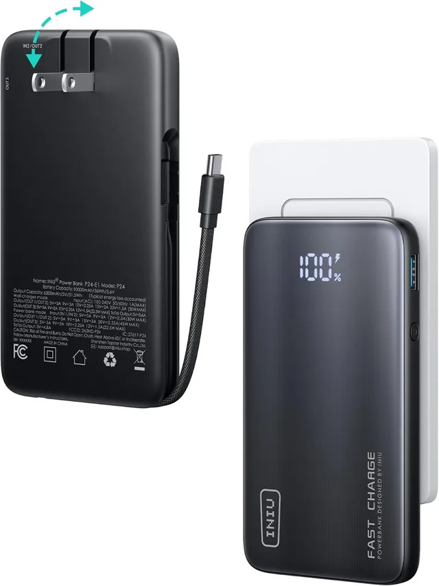 iniu-p24-e1-3-in-1-portable-charger-45w-10000mah-power-bank-with-built-in-cables image 1