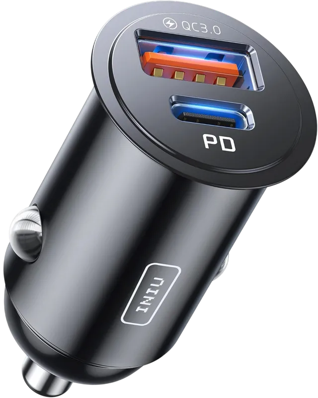 iniu-i710-60w-2-port-fast-car-charger-with-pd-3-0-usb-c-and-qc-3-0-usb image 1