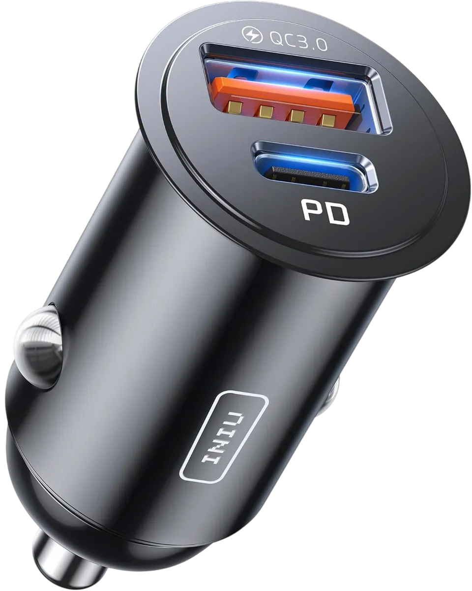 iniu-i710-60w-2-port-fast-car-charger-with-pd-3-0-usb-c-and-qc-3-0-usb image 1