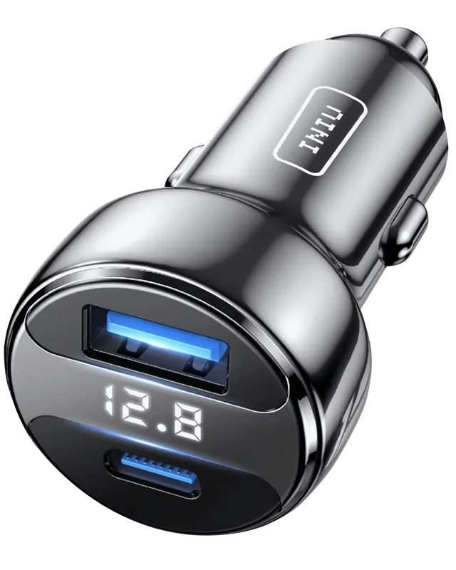 iniu-i711-66w-2-port-ultra-fast-car-charger-with-pd-3-0-usb-c-qc-4-0-usb-and-vol image 1