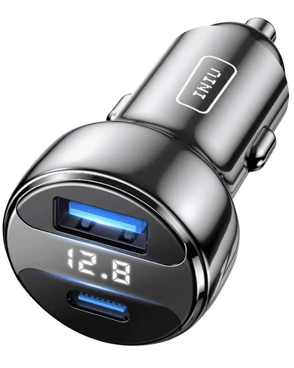 iniu-i711-66w-2-port-ultra-fast-car-charger-with-pd-3-0-usb-c-qc-4-0-usb-and-vol image 1