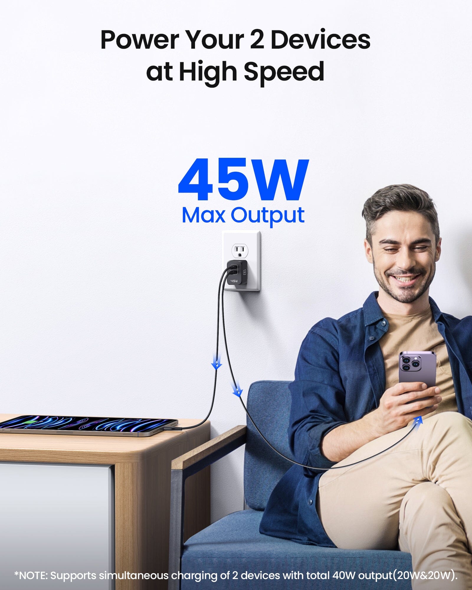 iniu-i622-45w-dual-port-gan-wall-charger-with-foldable-plug-pd-fast-charge image 4