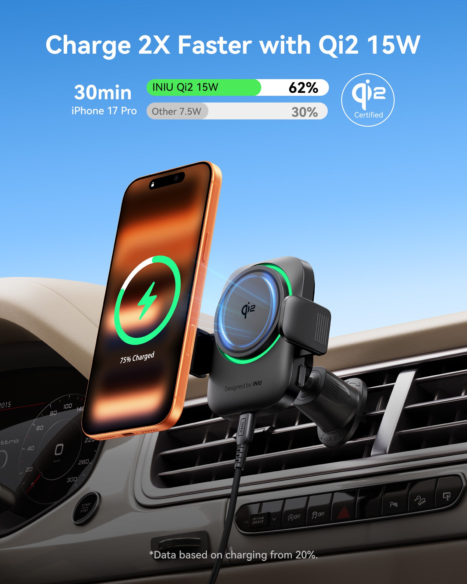 iniu-snapgo-v11-qi2-15w-magnetic-wireless-car-charger-with-anti-bump-clamp-mount image 3