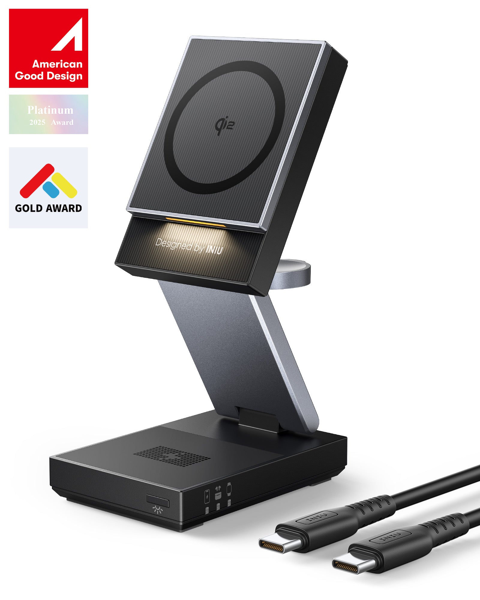 iniu-wm311-qi2-15w-magnetic-wireless-charging-stand-3-in-1-foldable-charger-for- image 2