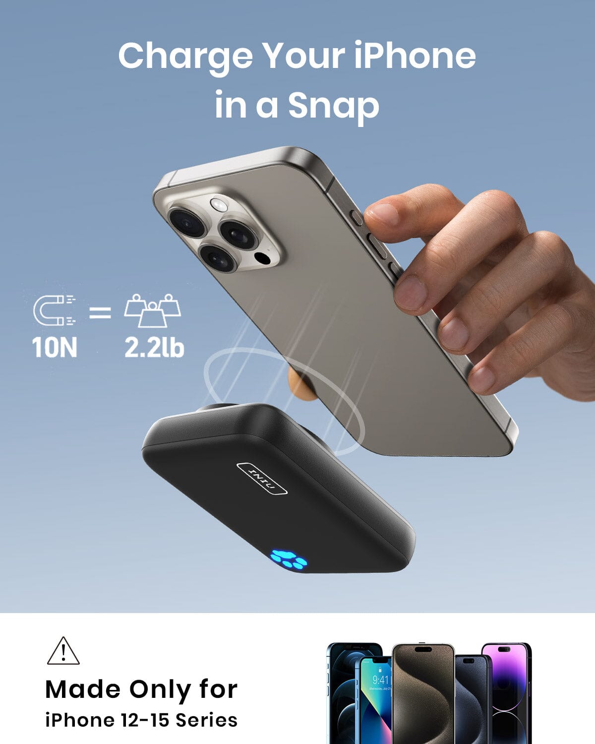 iniu-b43-magsafe-10-000mah-compact-magnetic-power-bank-with-snap-and-charge-for- image 3
