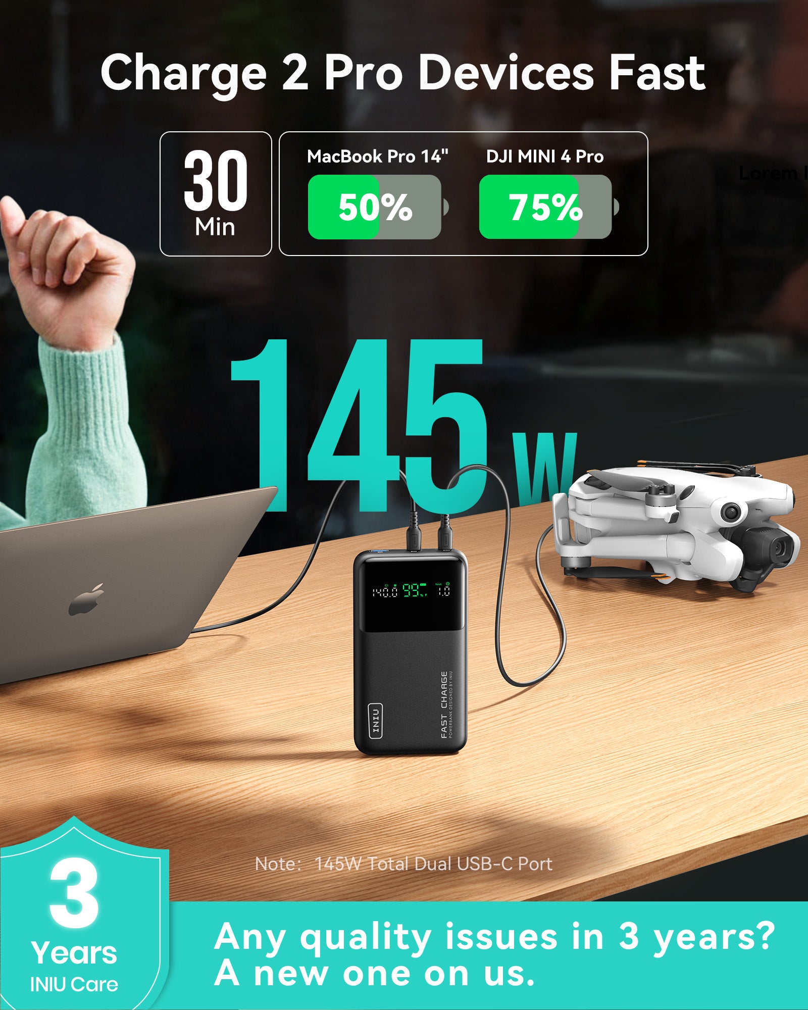 iniu-cougar-p64-140w-25000mah-fast-charging-power-bank-with-dual-usb-c-usb-a-air image 7