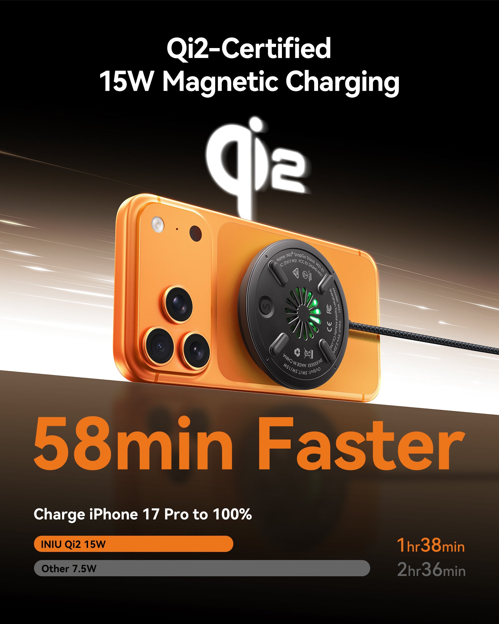 iniu-snapgo-w11-qi2-15w-magnetic-wireless-charger-with-turbo-cooling-fan-and-led image 3