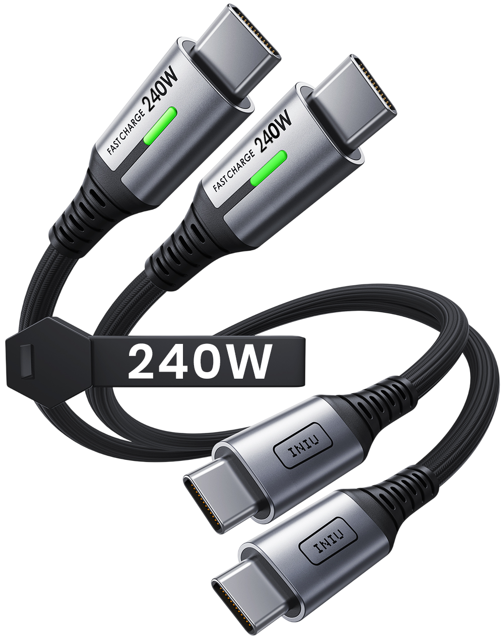 iniu-d7cc-240w-usb-c-to-usb-c-cable-1ft-2-pack-fastest-pd-3-1-charging-cable-for image 2
