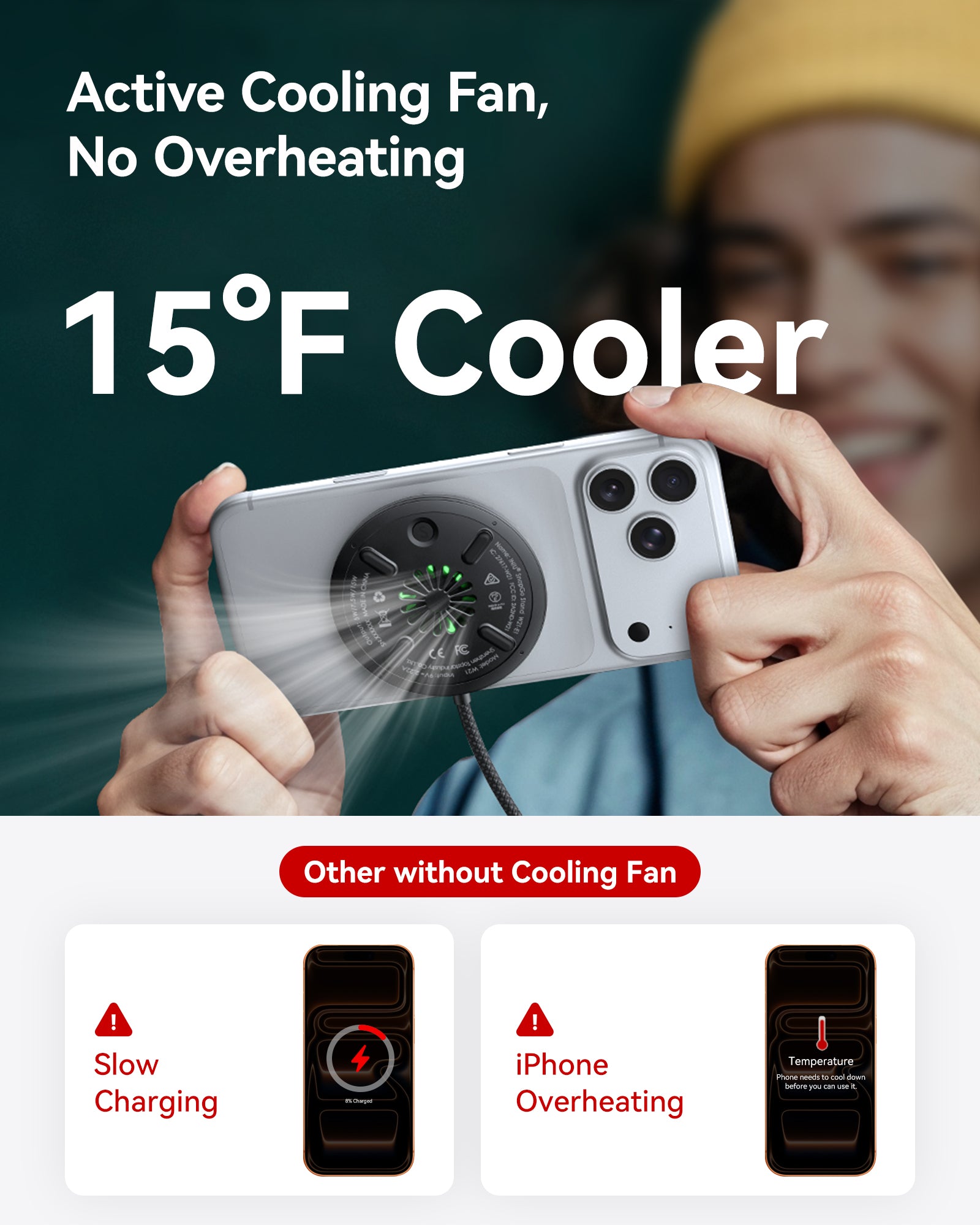 iniu-snapgo-w11-qi2-15w-magnetic-wireless-charger-with-turbo-cooling-fan-and-led image 5