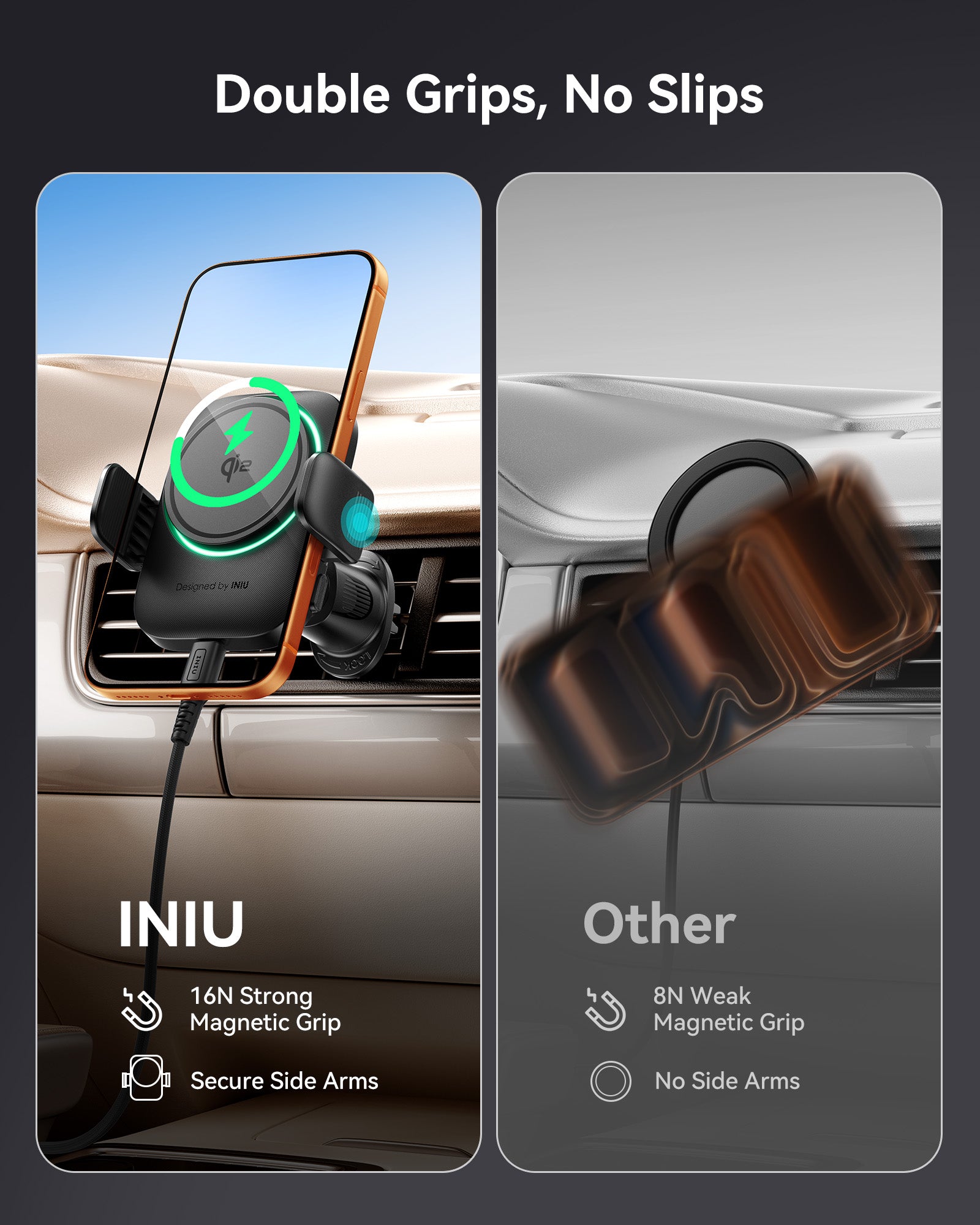 iniu-snapgo-v11-qi2-15w-magnetic-wireless-car-charger-with-anti-bump-clamp-mount image 5
