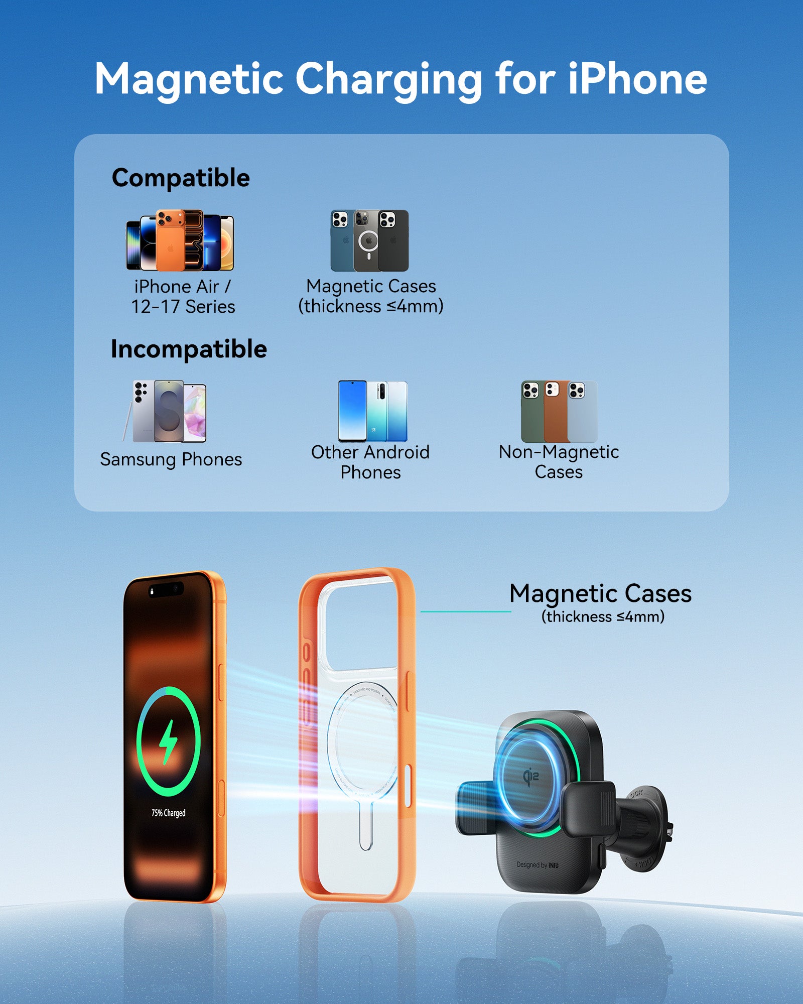 iniu-snapgo-v11-qi2-15w-magnetic-wireless-car-charger-with-anti-bump-clamp-mount image 7