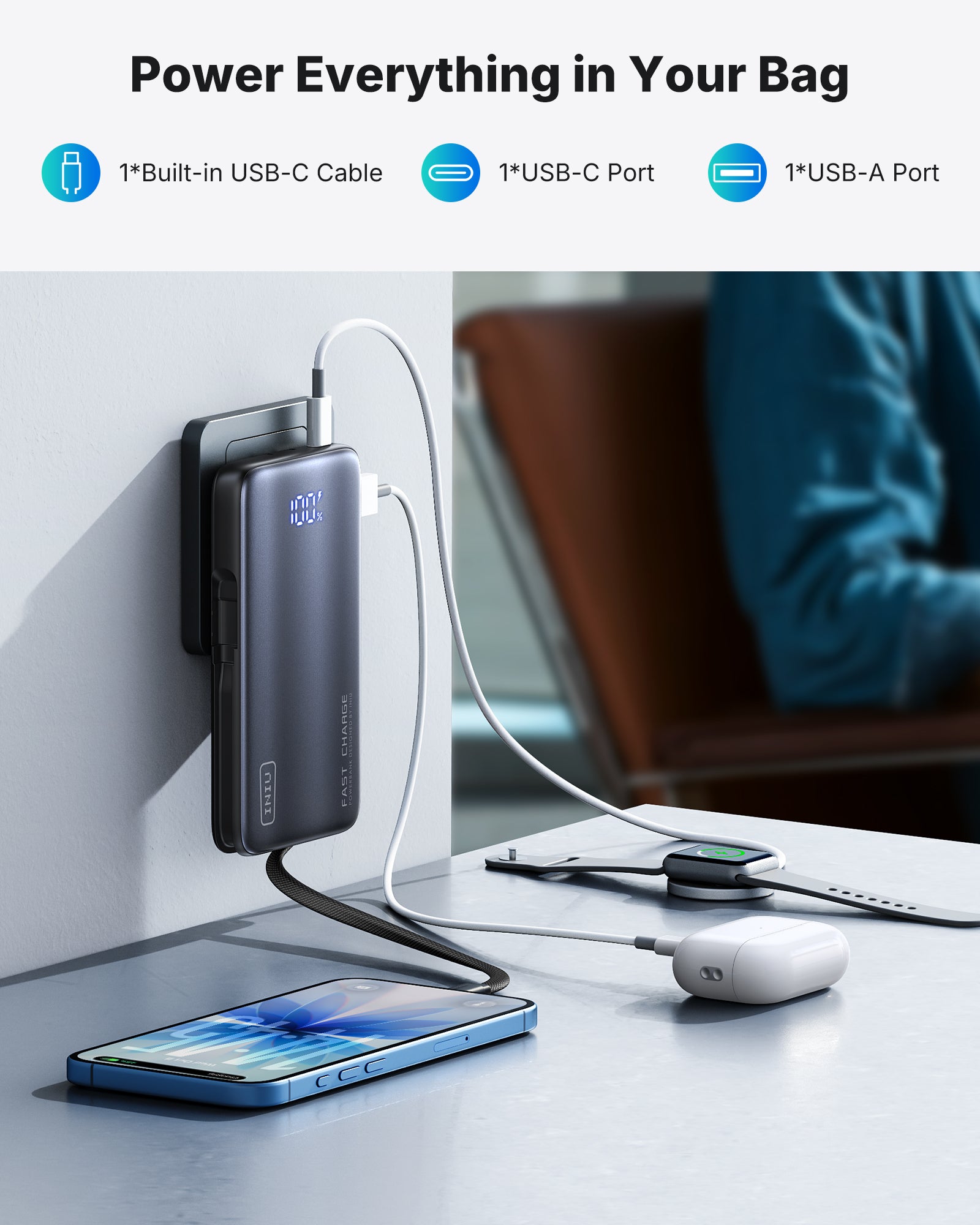iniu-multi-p24-3-in-1-power-bank-45w-10000mah-with-foldable-wall-charger-and-bui image 7