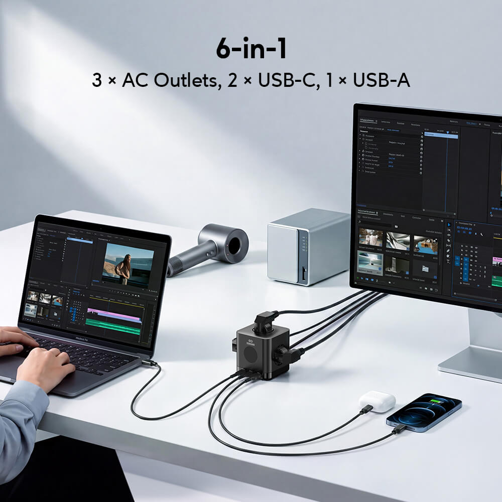 zendure-6-in-1-power-strip-cube-compact-6-outlet-desktop-charging-station image 2