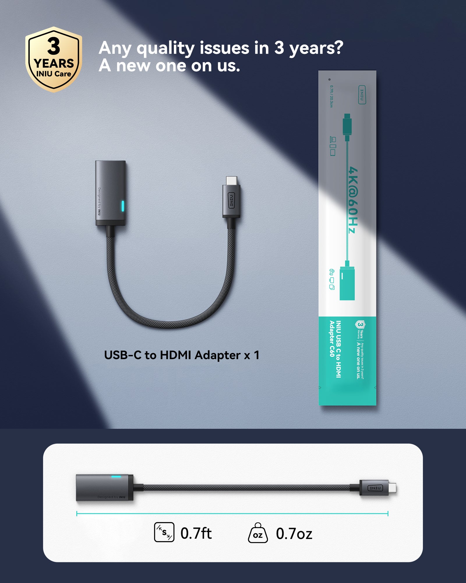 iniu-c60-usb-c-to-hdmi-adapter-4k-60hz-plug-and-play-converter-for-iphone-15-mac image 8