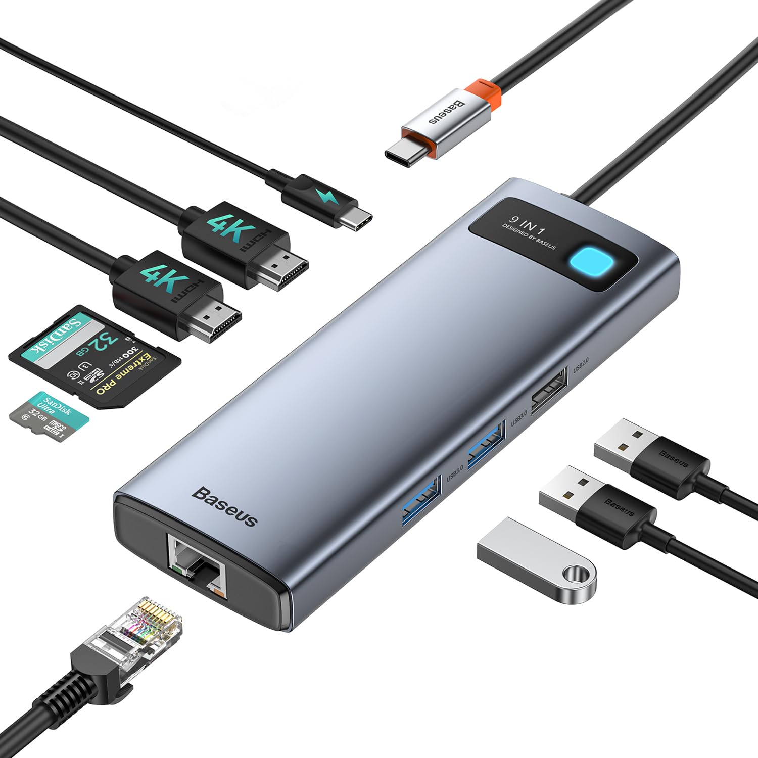 baseus-9-in-1-usb-c-laptop-docking-station-dual-monitor-usb-c-hub-with-4k-120hz- image 1