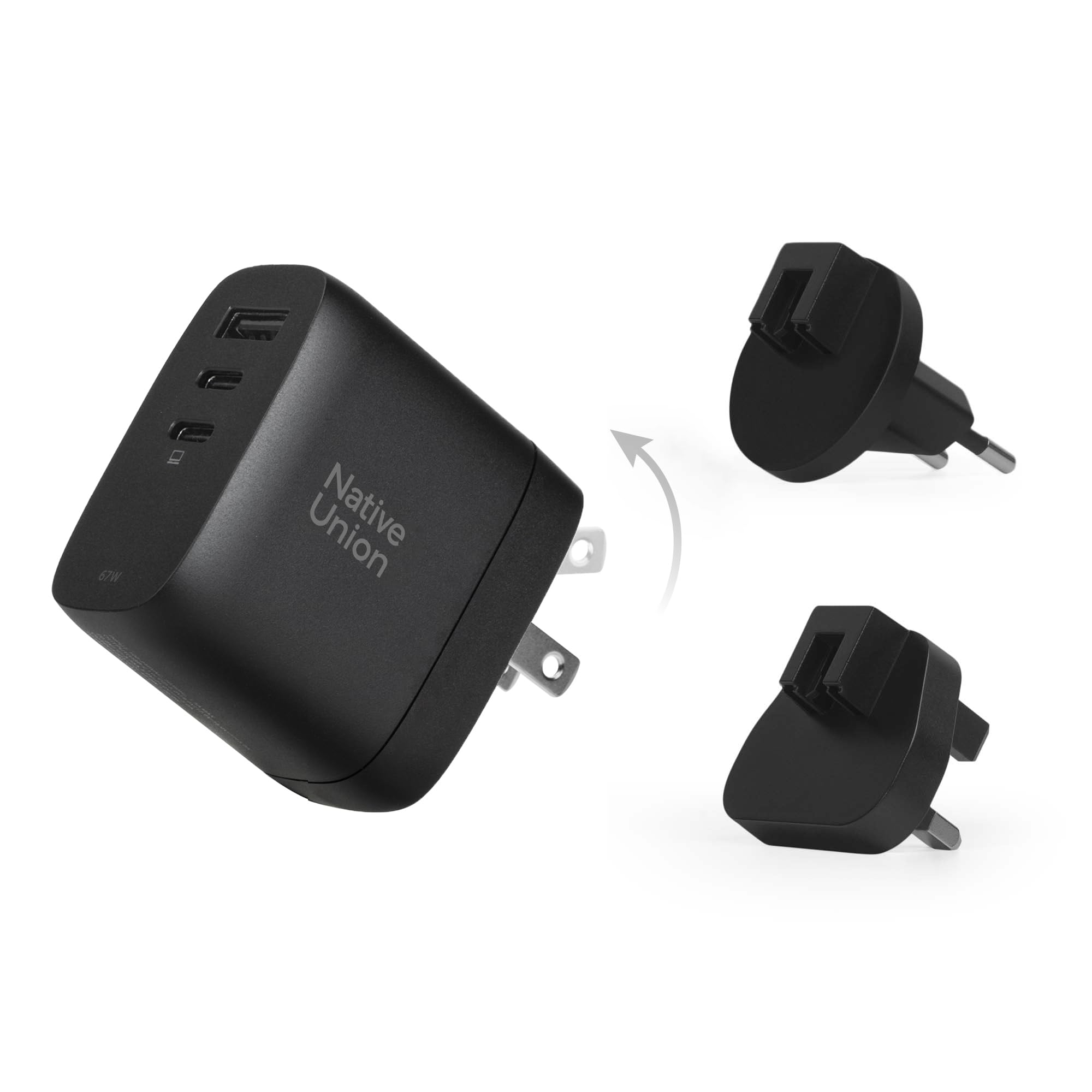native-union-fast-gan-charger-pd67w-ultra-compact-3-port-usb-c-usb-a-travel-char image 1