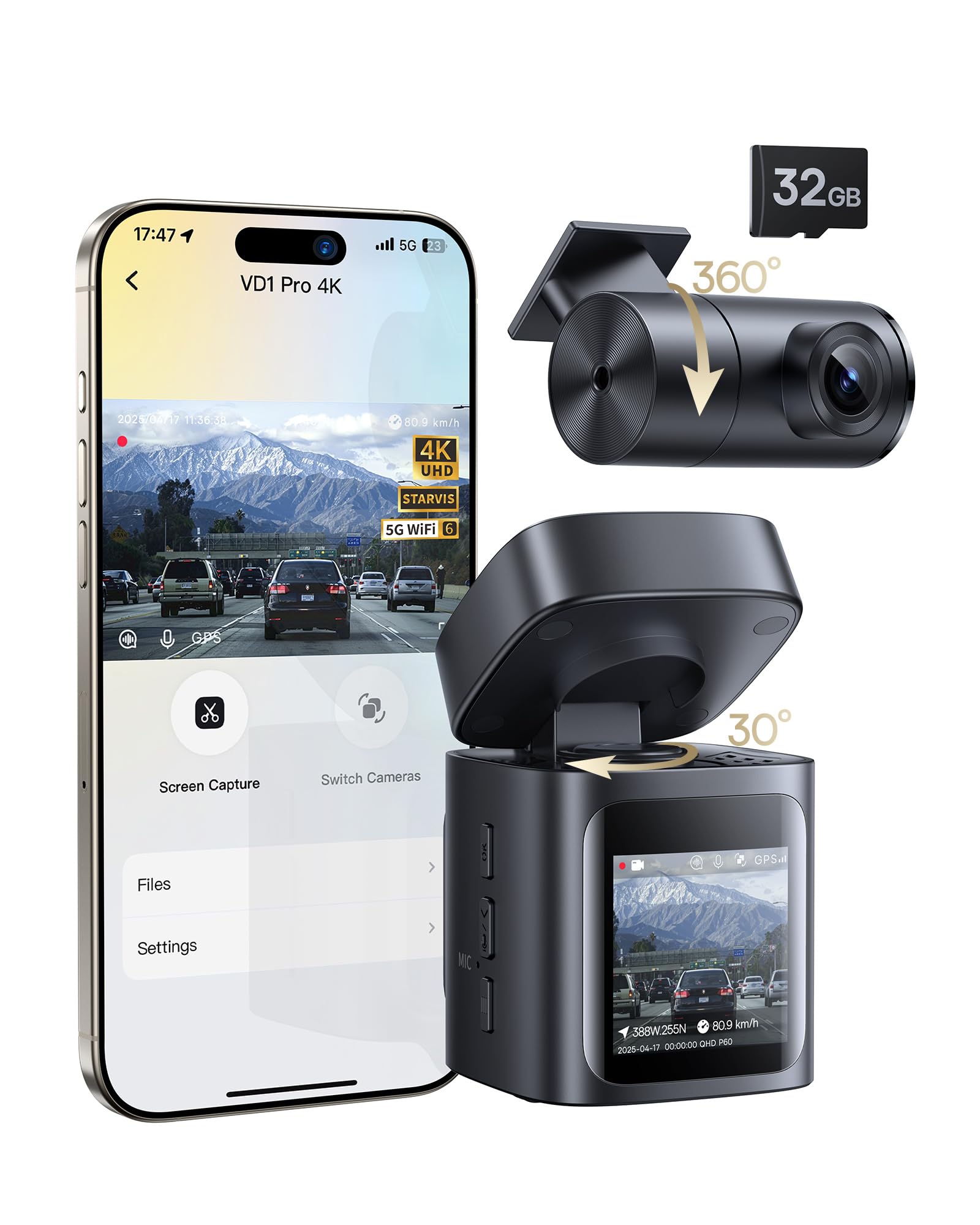 baseus-vd1-pro-solar-dash-cam-front-and-rear-4k-1080p-with-battery-parking-mode- image 1