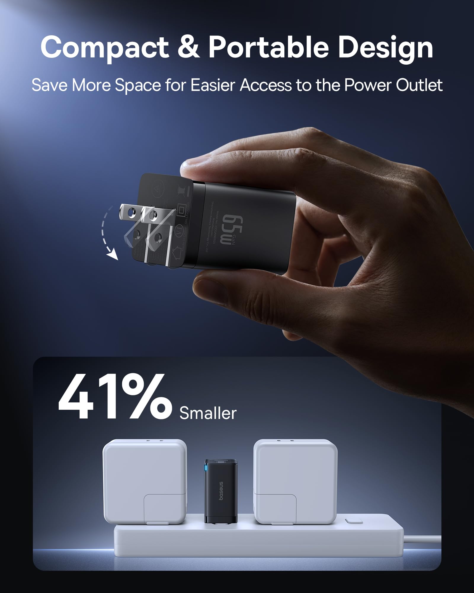 baseus-2-pack-65w-usb-c-gan-charger-blocks-3-port-pps-foldable-fast-chargers-for image 2
