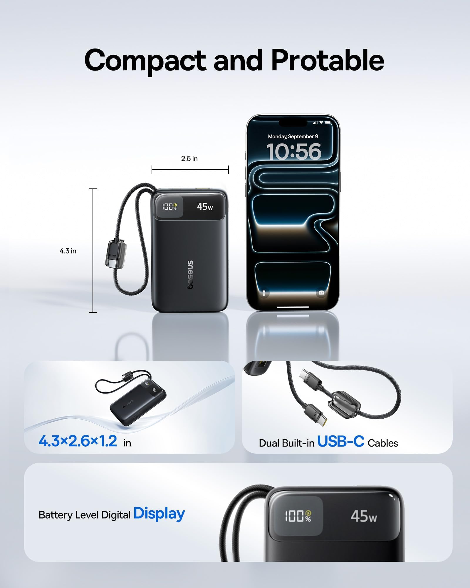 baseus-20000mah-compact-45w-power-bank-with-built-in-usb-c-cables-ccc-certified- image 2